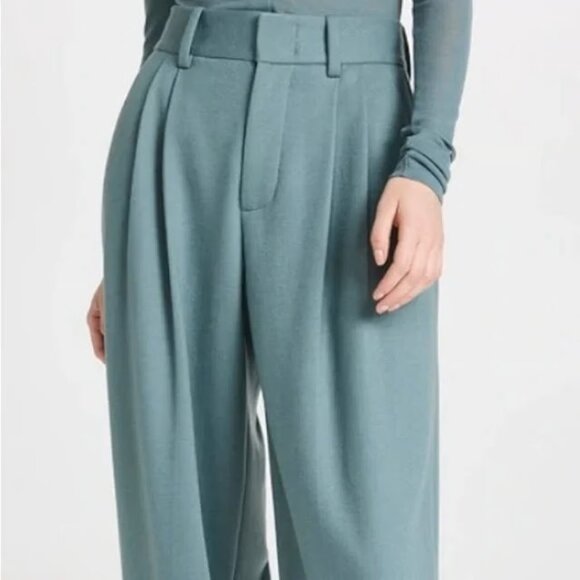 NWT Vince High-Waist Cozy Wool Pleat-Front Trouser in Aegean - Picture 2 of 5